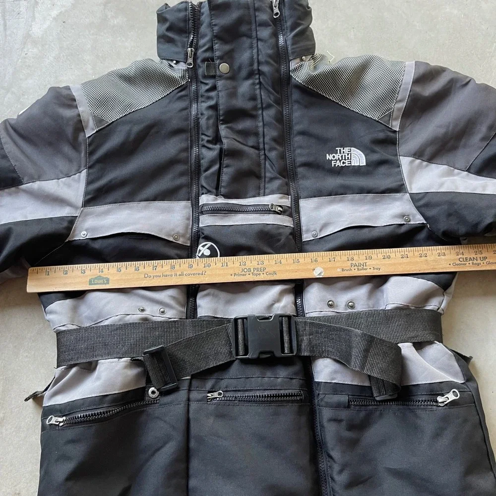 The North Face Steep Tech Mens XL Black Grey Ski Jacket Belted Utility Coat